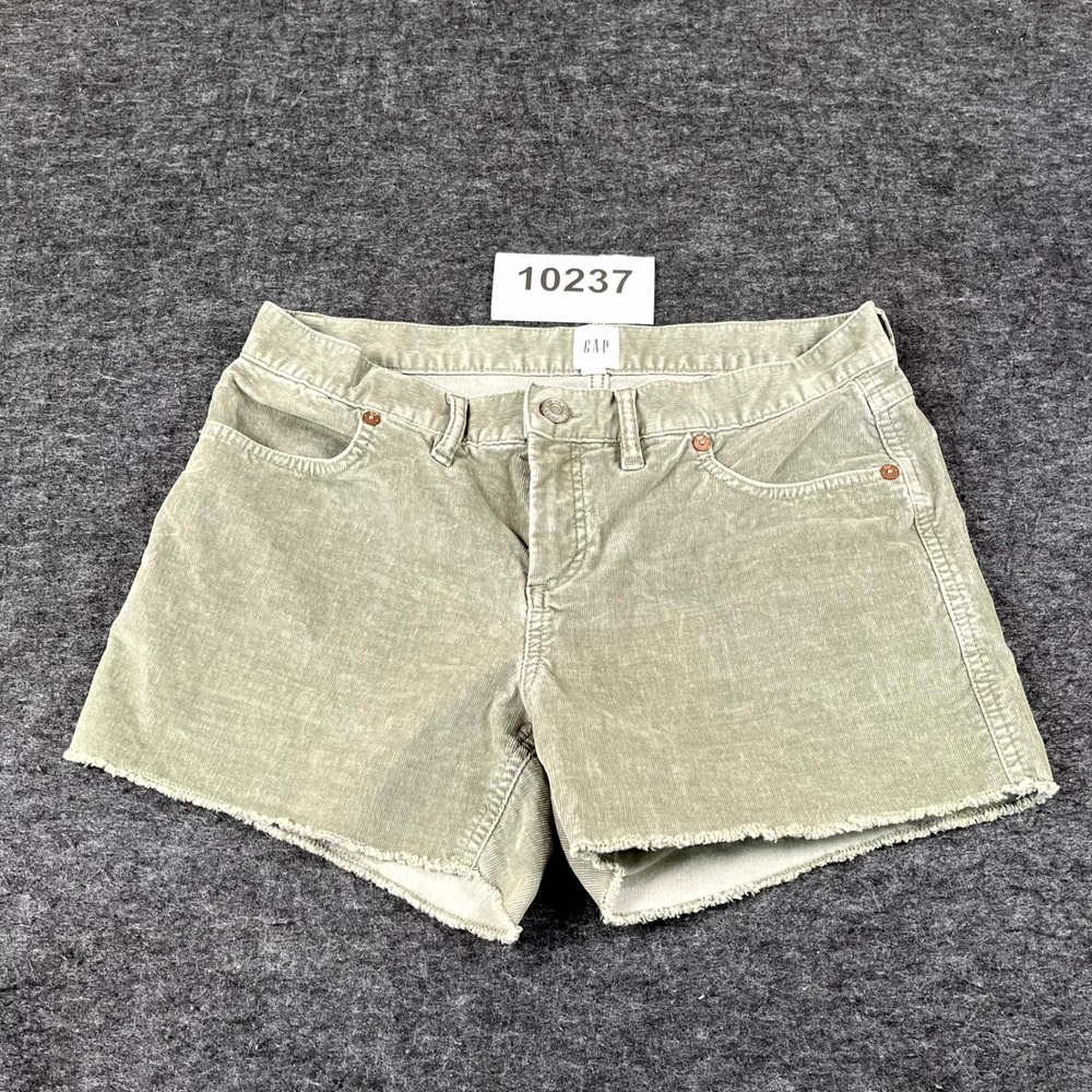 Gap Corduroy Shorts Women's 8 Green Regular Fit Raw Hem Comfort Low Rise Outdoor